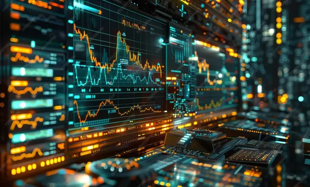 Financial charts that float as holograms predicting future trends by