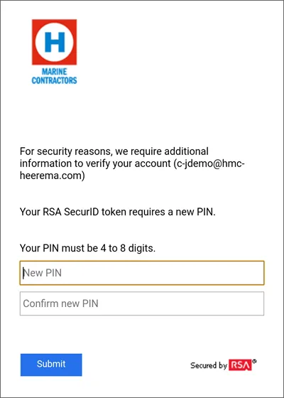 HMC Global Office - Remote Access - RSA First Time Access