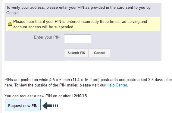 How to Make New PIN Request 2nd Time from Google AdSense