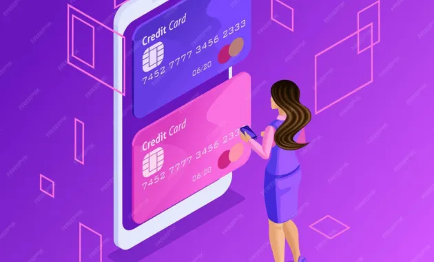 Premium Vector | Isometric colorful concept of managing online credit