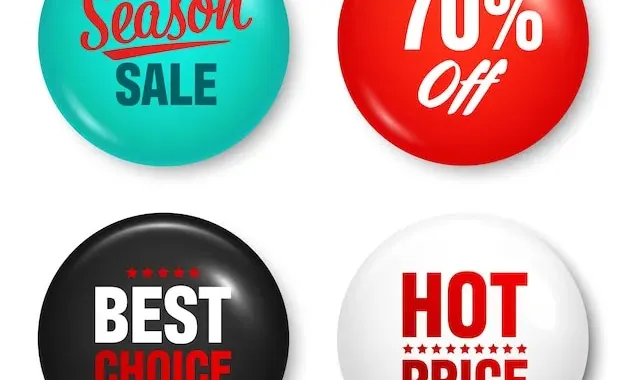Premium Vector | Realistic badges with text Product promotion sale