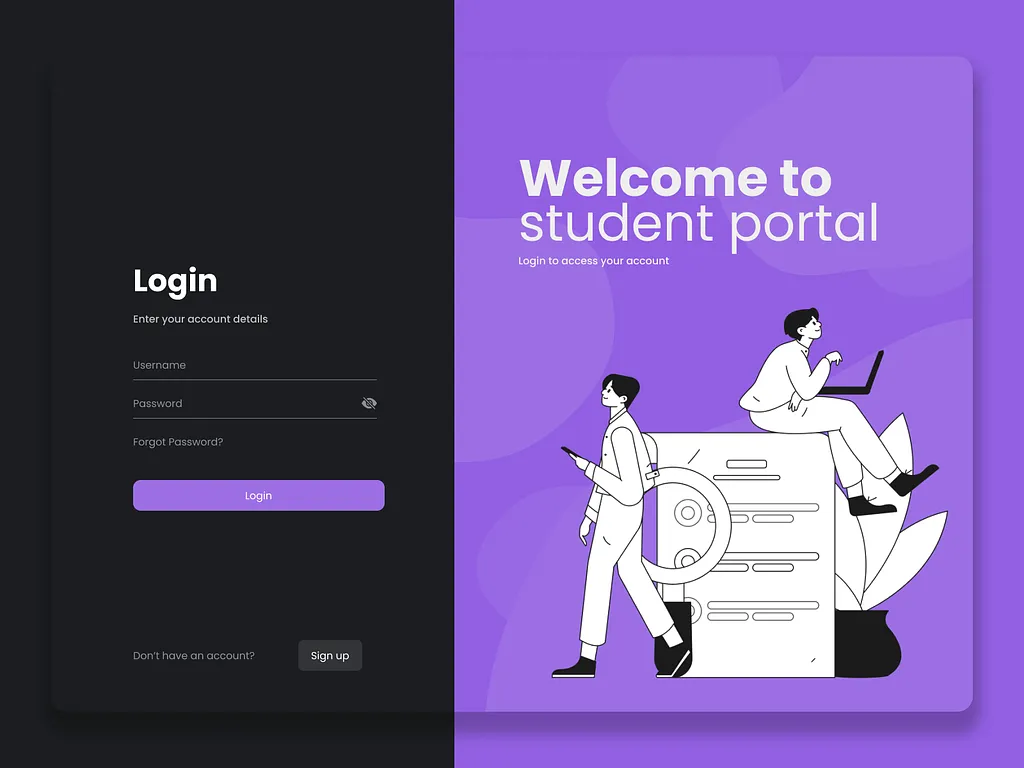 Student Portal Login UI | Student portal, Login page design, Student login