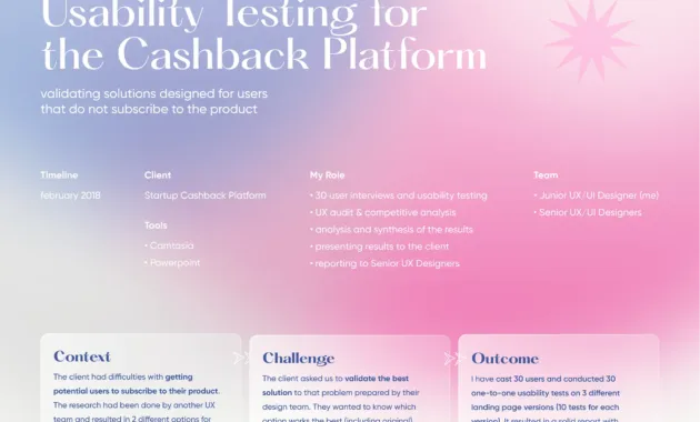 Usability Testing for the Cashback Platform Case Study on Behance